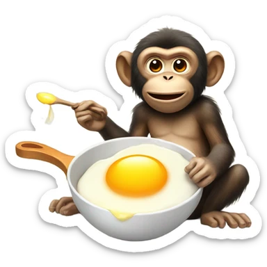 Monkey frying an egg sticker