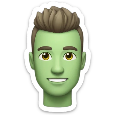 handsome man with mohawk haircut, white skin green eyes sticker