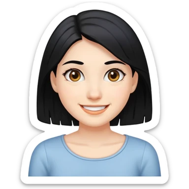 smiling girl with black hair sticker