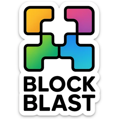modern emblem for Block Blast, interlocking blocks, sense of energy, gradient colors sticker