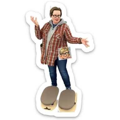 boy in glasses by window sticker