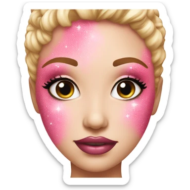 pink gloss with glitter sticker