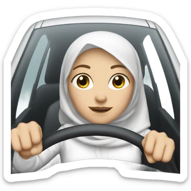 White women with white hijabi driving a car sticker