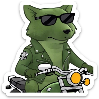 Wolf on a motorcycle  sticker