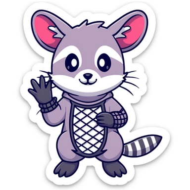 goth possum with fishnet gloves and black eyeliner sticker