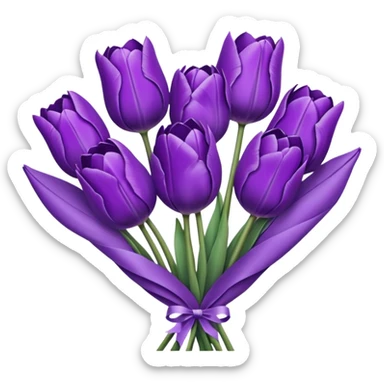 purple tulip bouquet with purple translucent paper wrap sticker