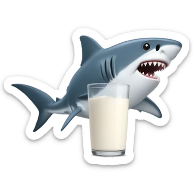shark drinking a bottle of milk sticker