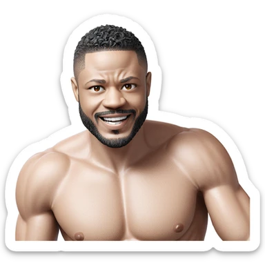 muscular smile with beard sticker