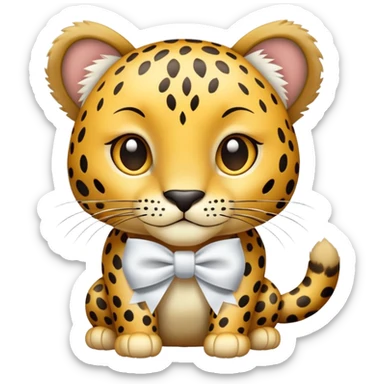 a leopard with a white bow  sticker