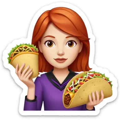 A red head girl with Taco Bell  sticker