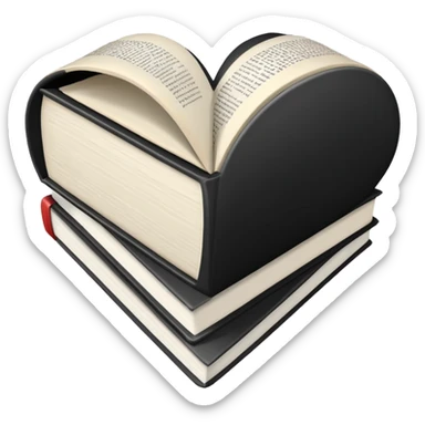  black and white heart + books sticker