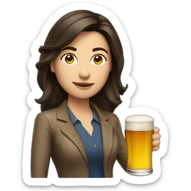Brunette Journalist with a beer sticker