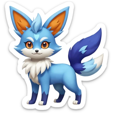 Glaceon-Fennekin-Meowstic-Fakémon-hybrid-creature (full body)  sticker
