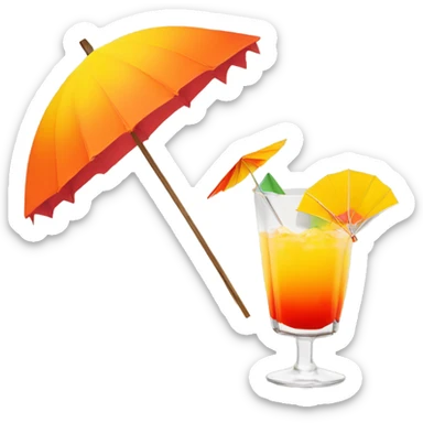 tequila sunrise with mini paper umbrella  sticker