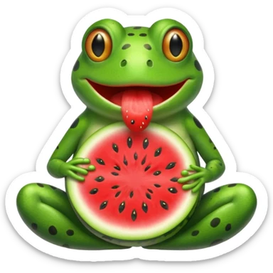 frog eating watermelon sticker