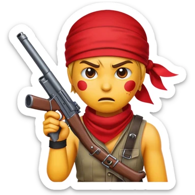 Anger emoji with a redbandana and a rpg gun sticker