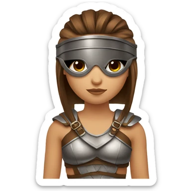 Girl gladiator head with long straight brown hair and sunglasses  sticker
