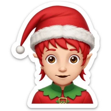 Christmas elf, funny, red sticker