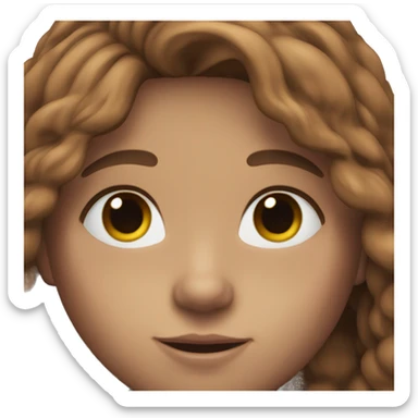 person with long brown hair, blue eyes, freckles, and light skin sticker