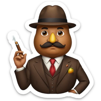 birne verkleidet als mafia boss mit geischt  sticker