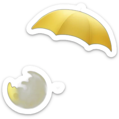 moon covered with umbrella and weather is raining sticker