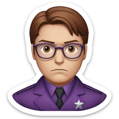 Helmut Zemo with brown hair and glasses, villain from Marvel's Captain America Civil War, serious expression sticker