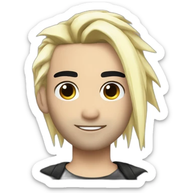Bill Kaulitz black hair down with blonde highlights emo sticker