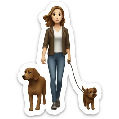 White woman with brown hair walking brown  sticker