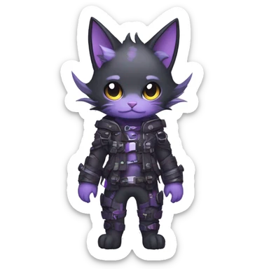 cool cute pretty black techwear grey Purple ethereal fantasy nargacuga-bat-cat-Fakemon spiked collar harness full body sticker