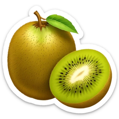 golden kiwi fruit, minimal, round, yellow-green sticker