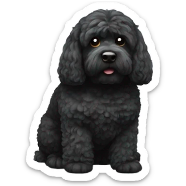 obese black cockapoo sticker