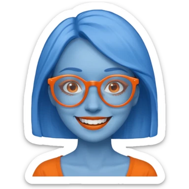 blue skinned orange glassed woman sticker