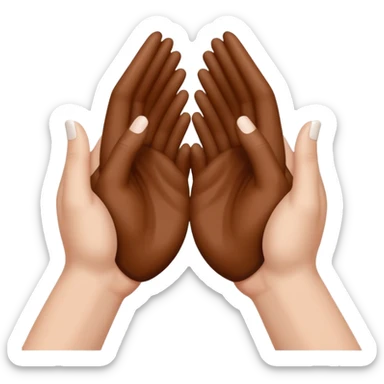 deux mains qui forment un coeur, une main blanche et une main marron sticker