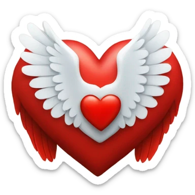 Red heart with wings sticker