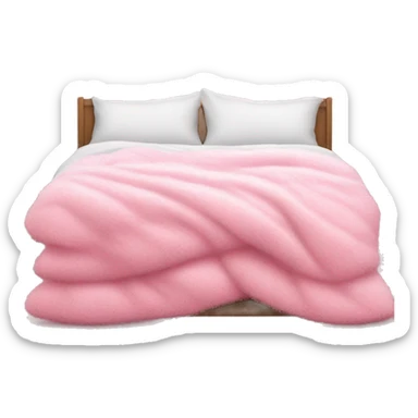 White bed with pink fluffy blanket and pink pillows  sticker