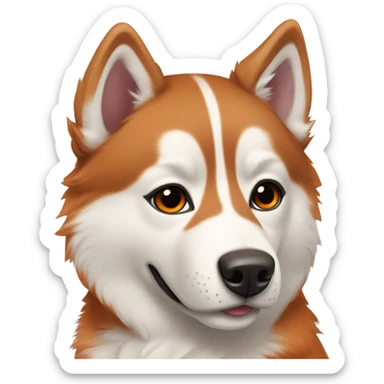 Husky with orange fur, brown eyes and rose stripe on her nose sticker