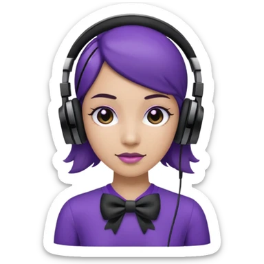 headphones with bow on the right side black and purple headphones looking like this 🎧 sticker