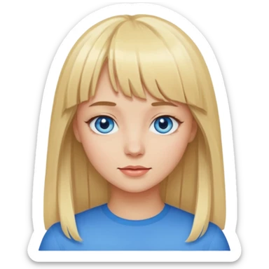 Blonde girl with bangs and blue eyes sticker