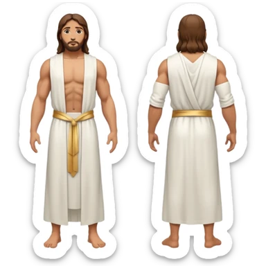 fullbody jesus christ jacked, sleeveless white robe front and backview sticker