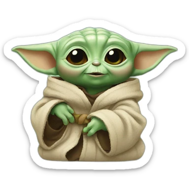 Baby Yoda with Yoda sticker