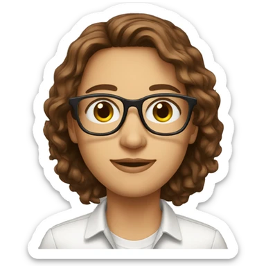 architect green eyes, prescription glasses, brown hair with highlights sticker