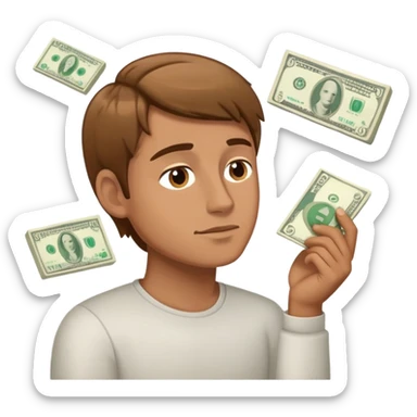 Light brown hair man dreaming about money  sticker