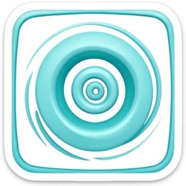 a Tiny compressed Stylized light-turquoise whirlwind swirl Anemo symbol inside a pastel white square icon, light turquoise borders sticker