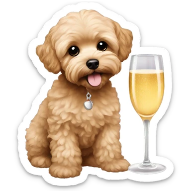 Brown Maltipoo drinking champagne  sticker