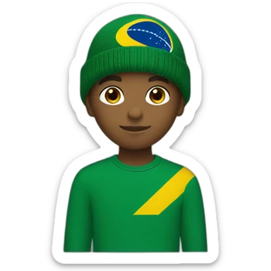 Black boy using lacoste beanie with brazil flag sticker