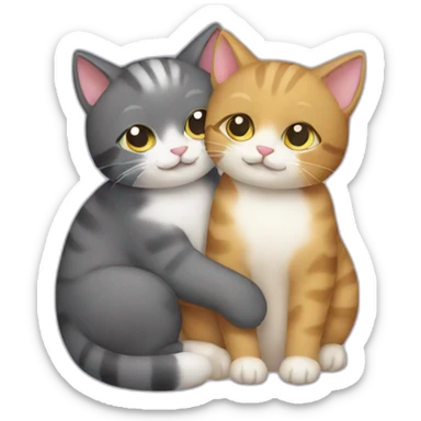 two cats hugging eachother sticker