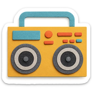 colorful paper-craft style boombox with layered paper look sticker