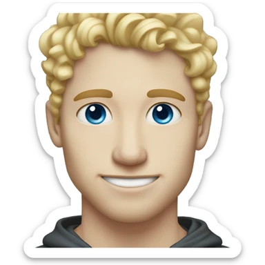 light curl blonde 30yo man blue eyed pale skin sticker