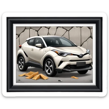 toyota chr accidentée mur sticker