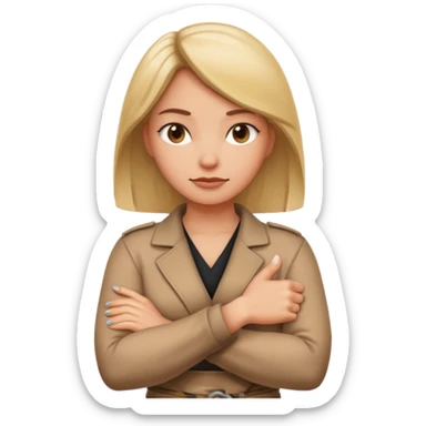 Locked in  emoji Hand gesture woman with arms crossed - locked in sticker